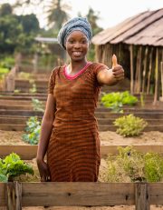 Firefly A Bamako au Mali, dans un jardin potager avec des planches surélevées une jolie jeune femme (12)